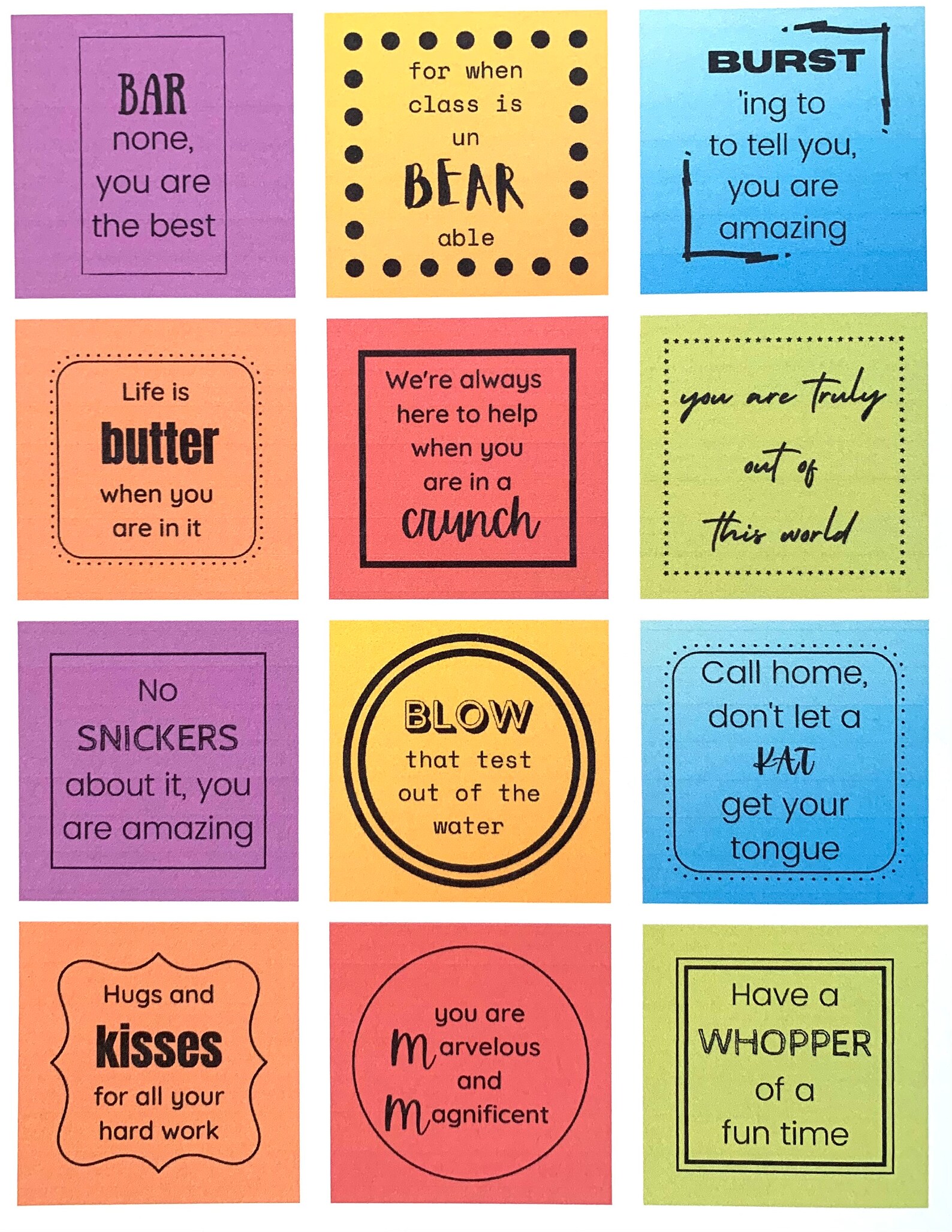 Candy Care Package Tags College Care Package Printable Candy Etsy