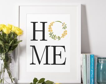 Home, Printable Wall Art, Typography, Digital Download, Digital Print