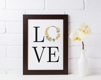 Love, Printable Wall Art, Typography, Digital Download, Digital Print