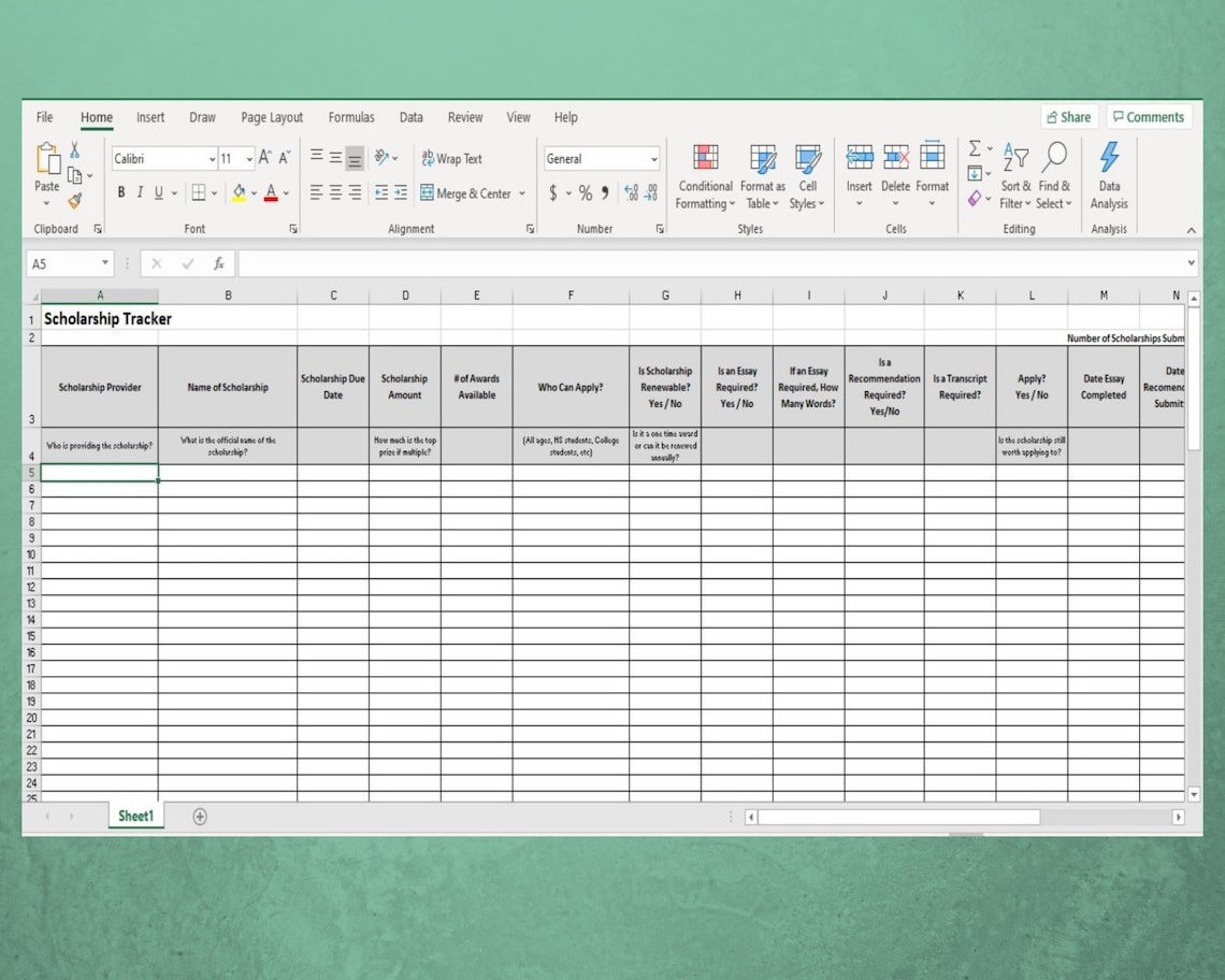 Scholarship Tracker Template Scholarship Tracker Template