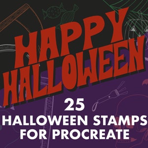 Procreate Stamps Halloween, Fall Procreate Stamps, Digital Stamps Halloween, Procreate Halloween Brush, Commercial Use