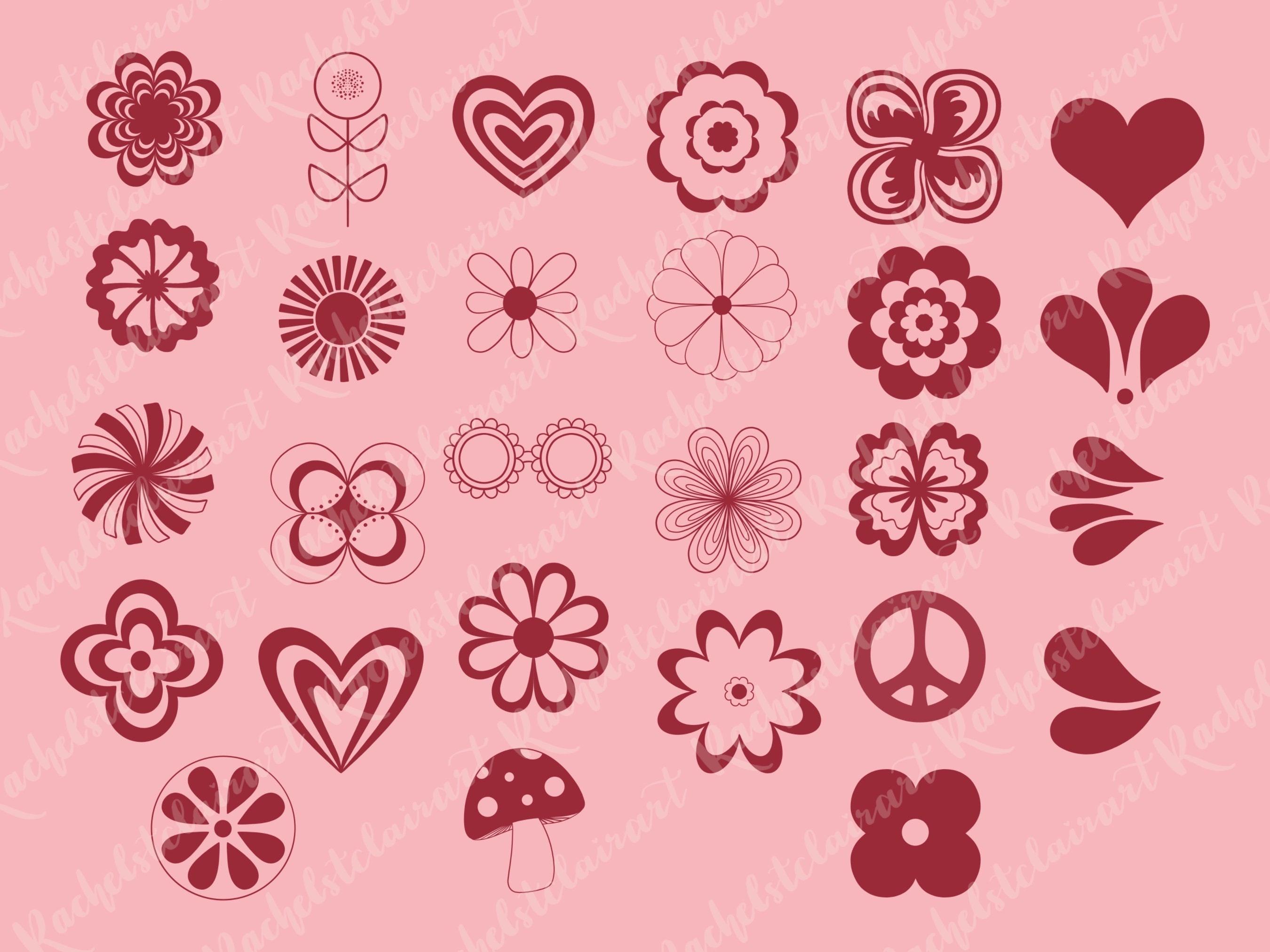 Groovy Procreate Stamps 70s Procreate Stamps Retro Etsy