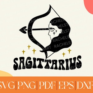 Sagittarius SVG, goddess svg, groovy svg, horoscope png, hand drawn svg, cut file for cricut, birth sign file, astrology svg, zodiac symbol