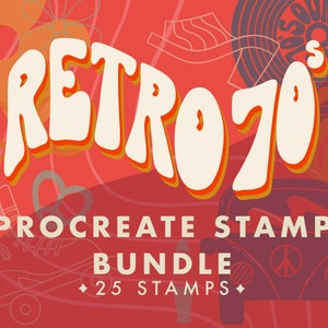 Retro Procreate Stamps, 70s Procreate Stamps, Doodle Stamps, Trippy Procreate, Digital Stamp Set