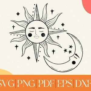 Sun and Moon Celestial SVG cut file