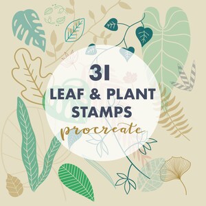 Procreate Plant Brushes, Procreate Stamps, Procreate Leaves, Nature Stamp Procreate, Botanical Stamp Procreate, Leaf Stamps Procreate