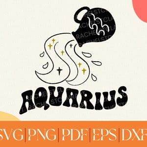 Aquarius svg, symbole du zodiaque svg, dessiné à la main svg, fichiers coupés pour cricut, astrologie png, signe astrologique svg, horoscope svg, anniversaire de février svg