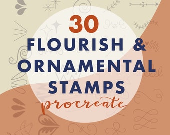 Procreate Flourish Stamps, Procreate Stamps, Procreate Ornamental, Procreate Lettering Stamps, Procreate Banner, Brushes for Procreate