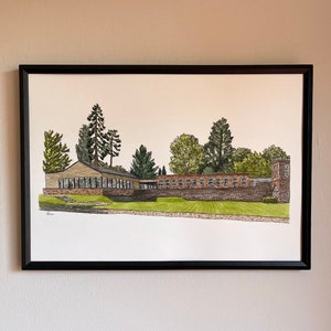 Bredenbury Court Wedding Venue Herefordshire - Watercolour Print, personalised