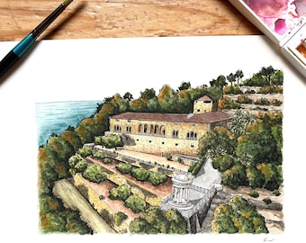 Son Marroig Wedding Venue Mallorca - Watercolour Print, personalised