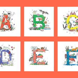 Cartões de felicitações com letras do alfabeto (A B C D E F G H I J K L M N O P Q R S T U V W Y Z)