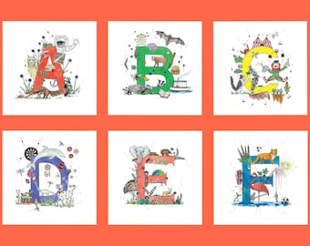 Alphabet Letter Greetings Cards (A B C D E F G H I J K L M N O P Q R S T U V W Y Z)