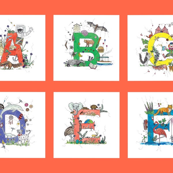 Alphabet Letter Greetings Cards (A B C D E F G H I J K L M N O P Q R S T U V W Y Z)