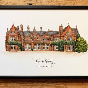 Holmewood Hall Wedding Venue Cambridgeshire - Watercolour Print, personalised
