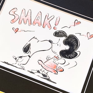 Saint-Valentin, Lucy dog kiss isimpression d'art inspirée, affiche de cacahuètes, Charlie brown, art mural, cadeau