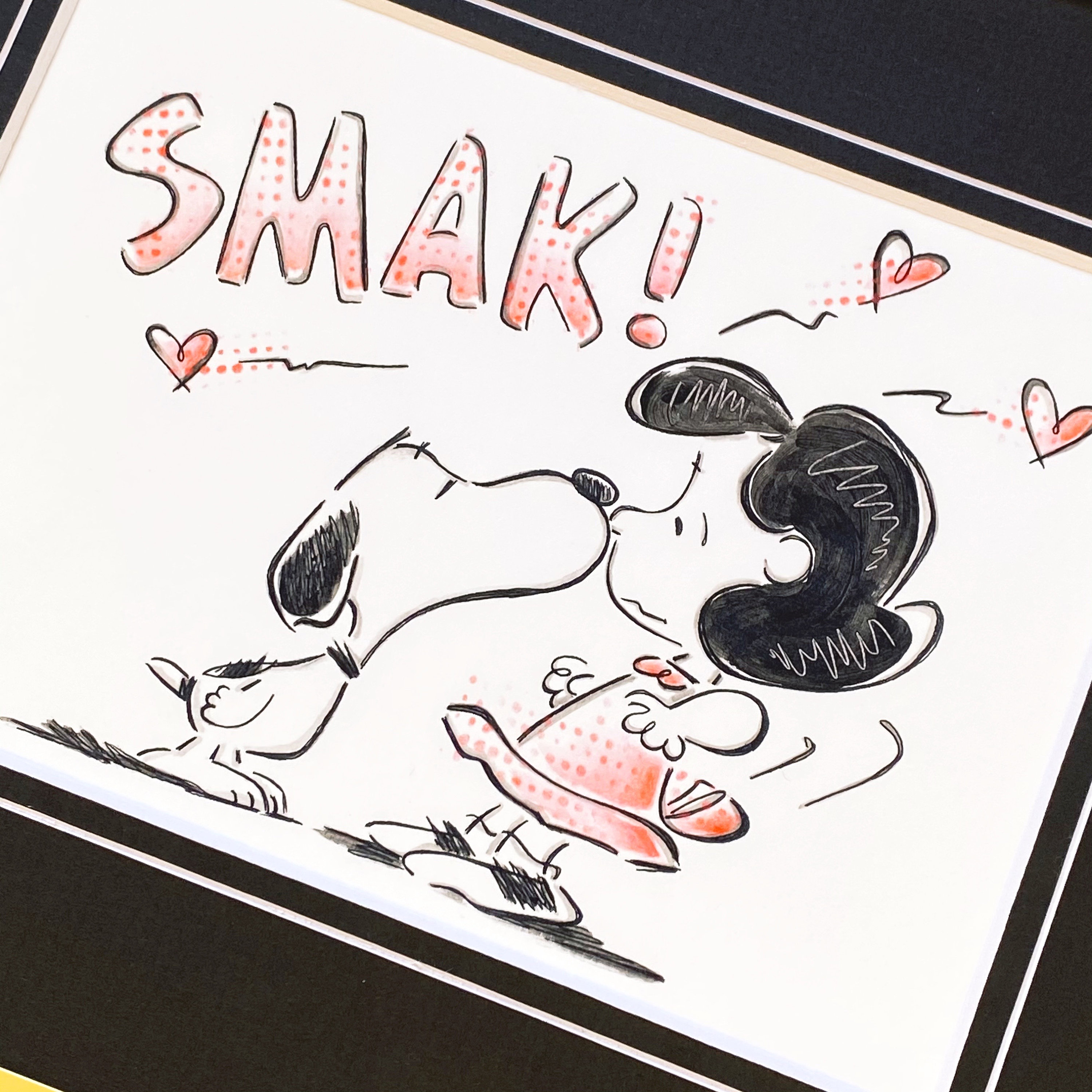 Snoopy Valentine Lucy dog kiss isnpired art print póster de Etsy México