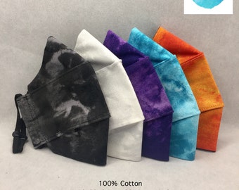 Colección de máscaras de tinte de corbata / Niño y adulto 100% algodón máscara de cara / 2-capas y 4 capas diseños / transpirable, lavable, reutilizable / hecho a mano en ee.UU.