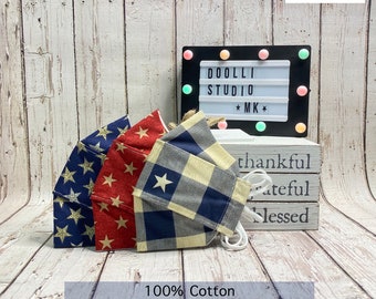 Patriots Face Mask Collection | Mask for Kid and Adult | 100% Cotton 2 Layer & 4 Layer Design | Breathable, Washable | Handmade in USA