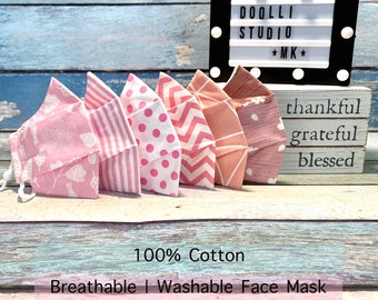 Pretty in Pink Cotton 3D Face Mask | Handmade, Washable
