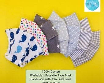 3D Cute Face Masks for Kids & Adult | 100% Cotton 2-Layer and 4-Layer | Breathable, Washable, Reusable | Adjustable Straps | Handmade in USA