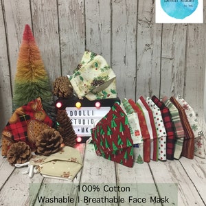 Holiday Winter Christmas 3D Face Mask Collection | Kid and Adult Mask| 100% Cotton 2 Layer & 4 Layer Design| Breathable, Washable | Handmade