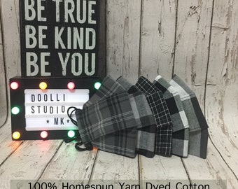 Check Plaid Face Mask Collection for Kid and Adult | 100% Homespun Cotton | 2 Layer 4 Layer Designs | Breathable, Washable | Handmade in USA