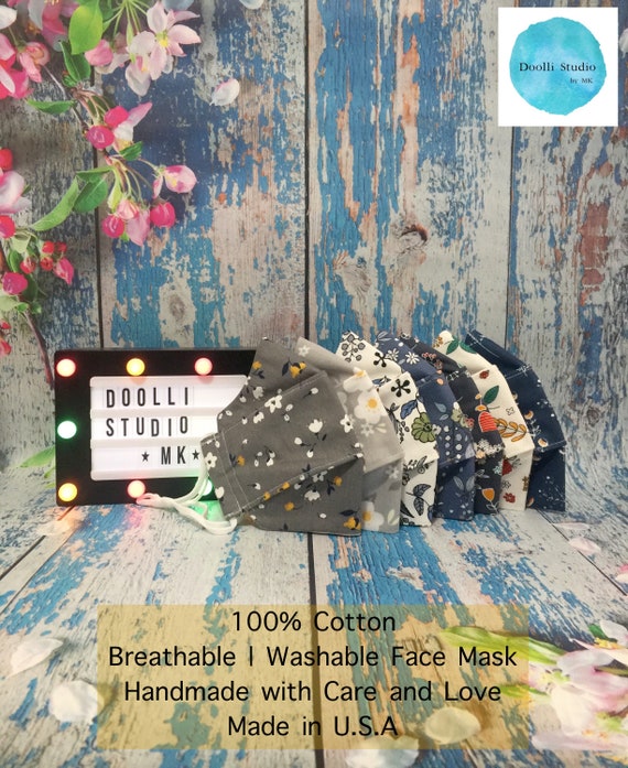Floral Mask Collection | Face Mask for Kid and Adult | 100% Cotton 2 Layer 4 Layer Designs| Breathable, Washable, Reusable | Handmade in USA