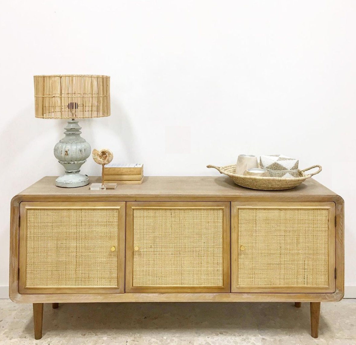 TV-Ständer Rattan Sideboard Schrank Konsolentisch Wicker | Etsy