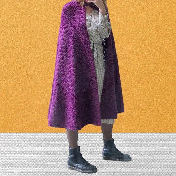 Maxi hooded wool coat| Wool cape handmade | Vintag