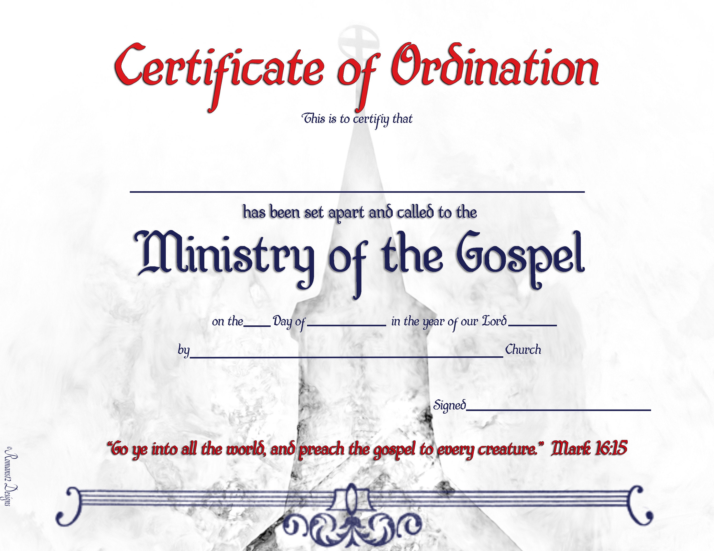 Minister Ordination Certificate PDF Printable Pertaining To Ordination Certificate Template