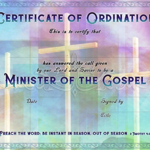 Certificat d&#39;Ordination du Ministre II PDF Imprimable
