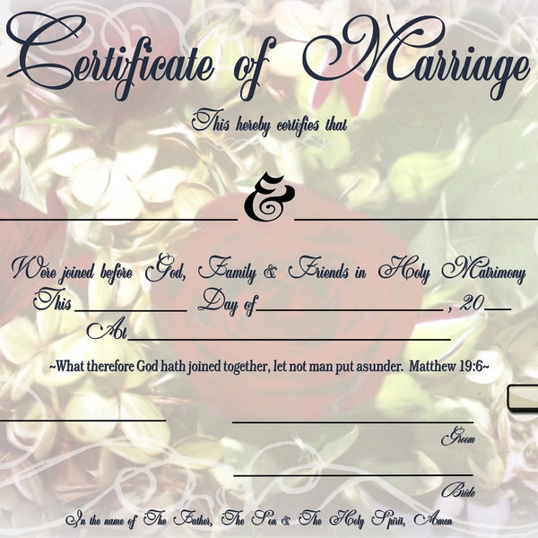Marriage Certificate PDF Printable