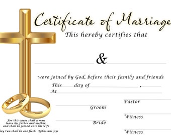 Marriage Certificate 2 Printable PDF
