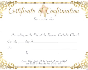 Catholic Confirmation Certificate PDF Printable