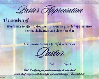 Pastor Appreciation Certificate Printable PDF