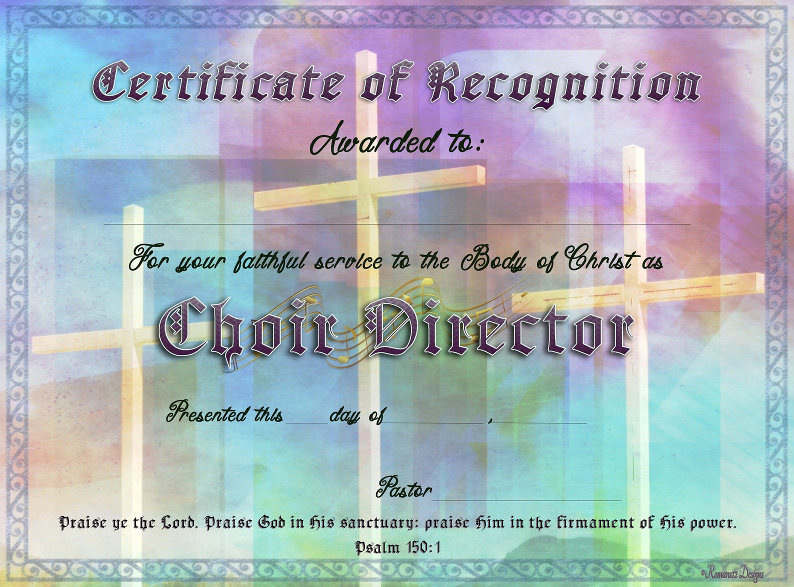 Choir Director Certificate PDF Printable Etsy Australia