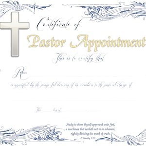 Pastor Appointment Certificate PDF Printable