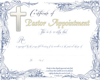 Pastor Appointment Certificate PDF Printable