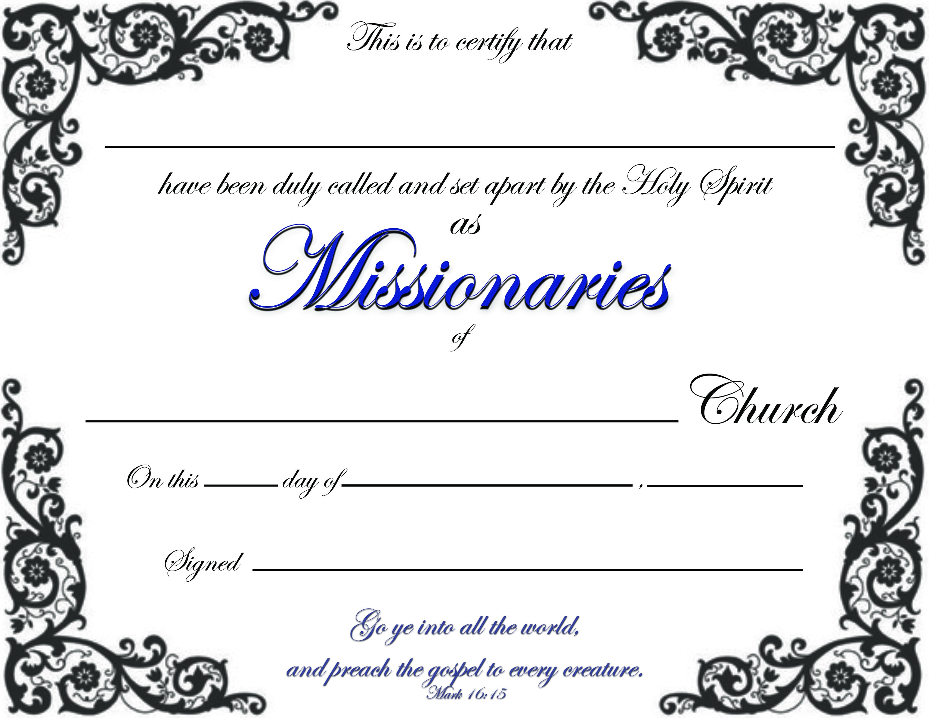 Missionaries Certificate PDF Downloadable Printable Reusable ...