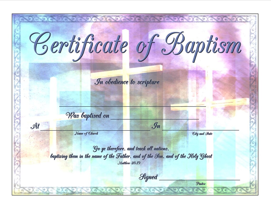 Baptism Certificate PDF Printable - Etsy