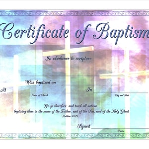 Certificado de Bautismo PDF Imprimible