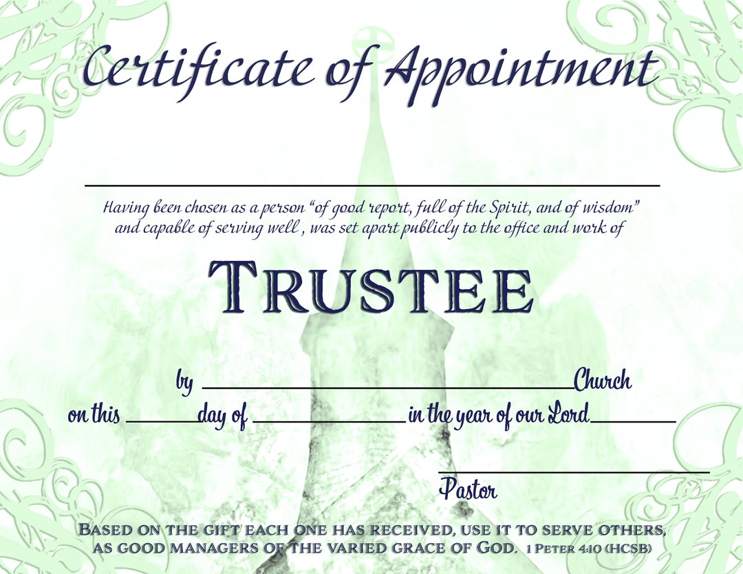 Certificate of Appointment Trustee Downloadable PDF Printable Certificate of Appointment Trustee Downloadable PDF Printable