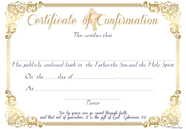 Printable Confirmation Certificate Template