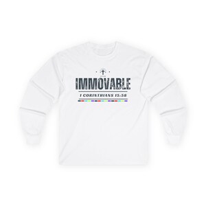 Immovable Inspirational Long Sleeve Tee: Faith Based Christian Apparel