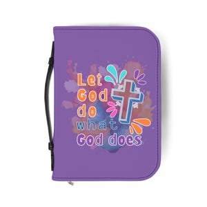 Let God Do Vibrant Bible Cover with Inspirational Quote, Christian Gift for Believers, Bible Study, Bible Case, Bible Holder, Religious