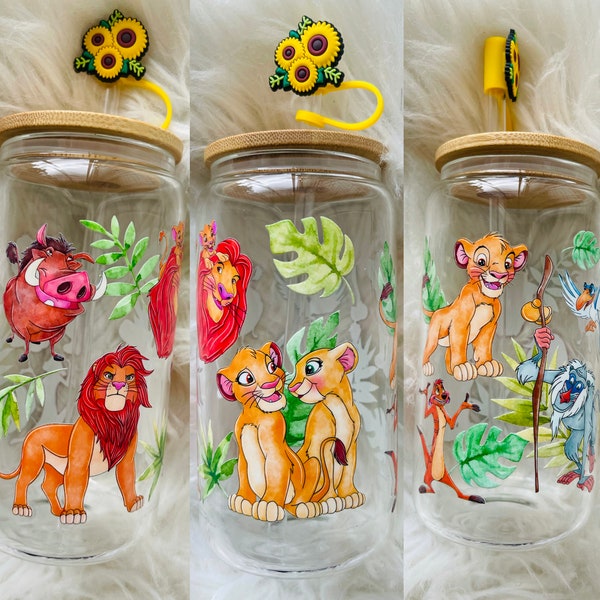 16oz glass can | reusable can cup | lion king