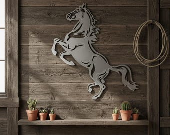 Metal Horse Wall Art | Western Ranch Decor | Equestrian Steel Wall Hanging | Farmhouse Outdoor Horse Panel