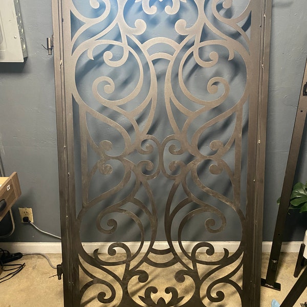 Metal Garden Gate | Laser Cut Patterns With posts and latch! Size 40" x 60" opening!