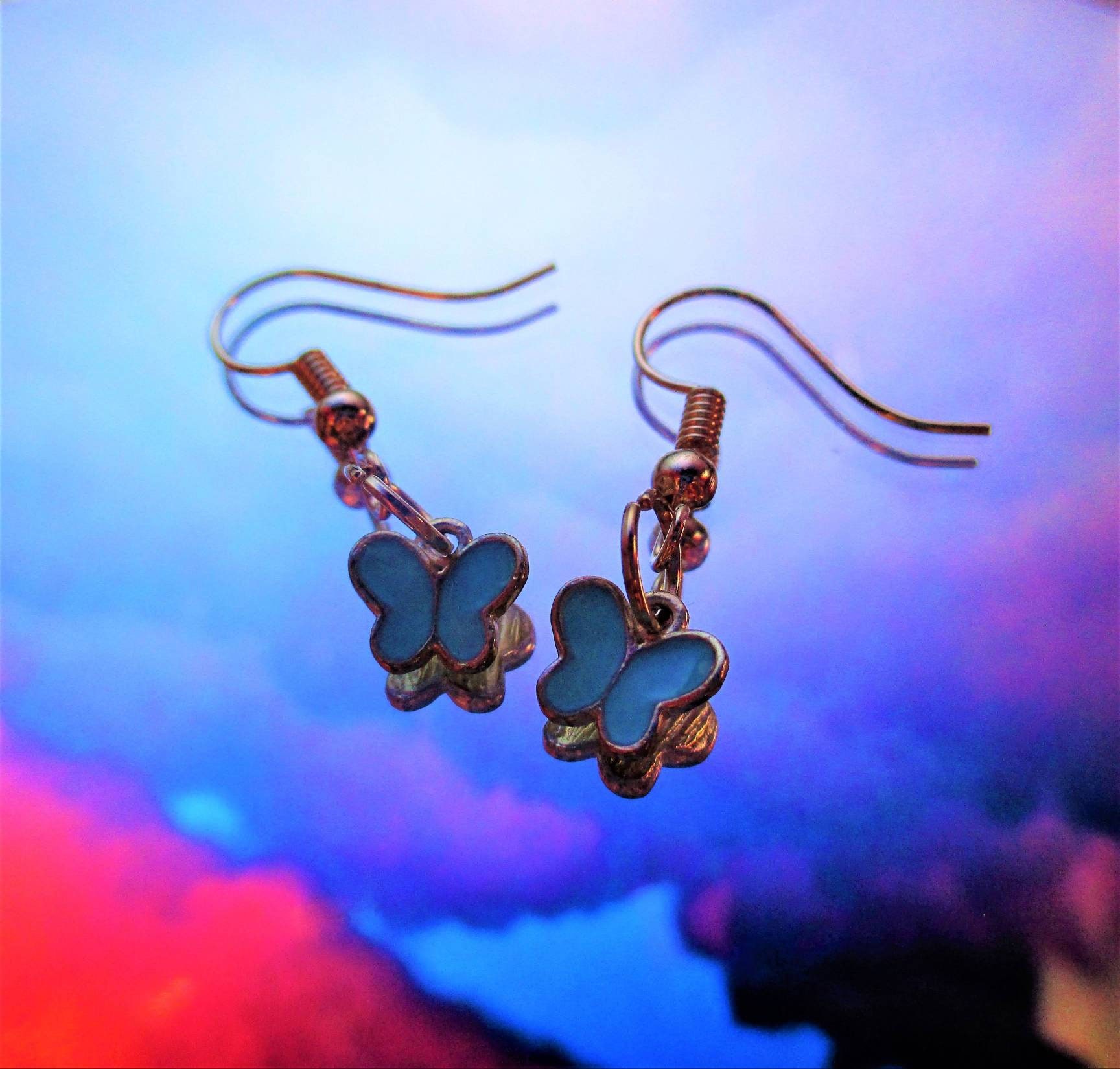 silver earrings Crochet butterfly earrings drop earrings butterfly dangle earrings butterfly earrings girl earrings