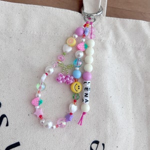 Fruity Tooty bag charm-Personalized Key Chain, Colorful Y2K Beaded Keychain, Kawaii Purse Charm, Aesthetic Accessory, Gift for Teen Girls